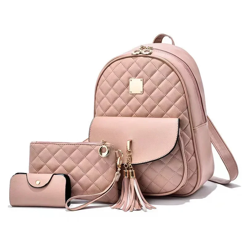 2026 New Stylish Quilted Backpack, Large Capacity Textured School Travel Bag for Students