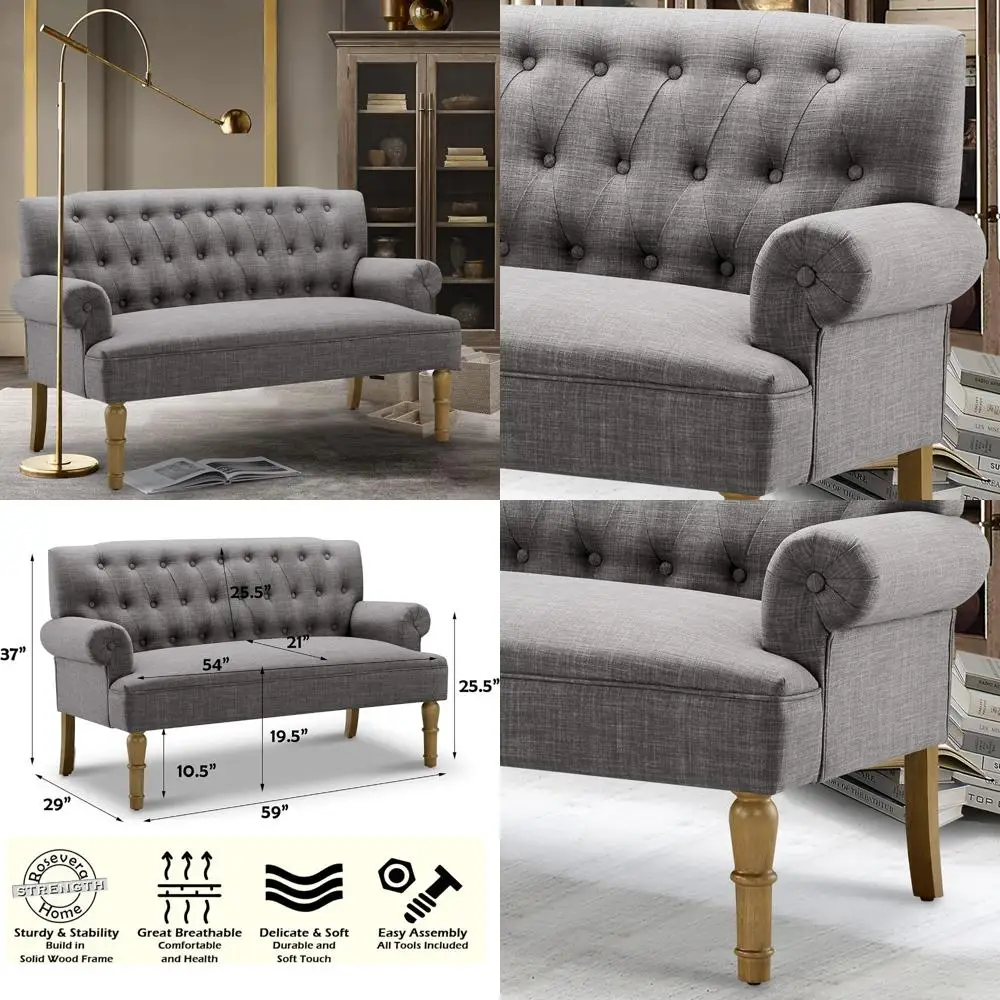 أريكة Rosevera Drennan Loveseat لغرفة المعيشة، أريكة في صندوق، أريكة بارا سالا، أثاث مقاعد الحب، أرائك طويلة، أريكة، نص