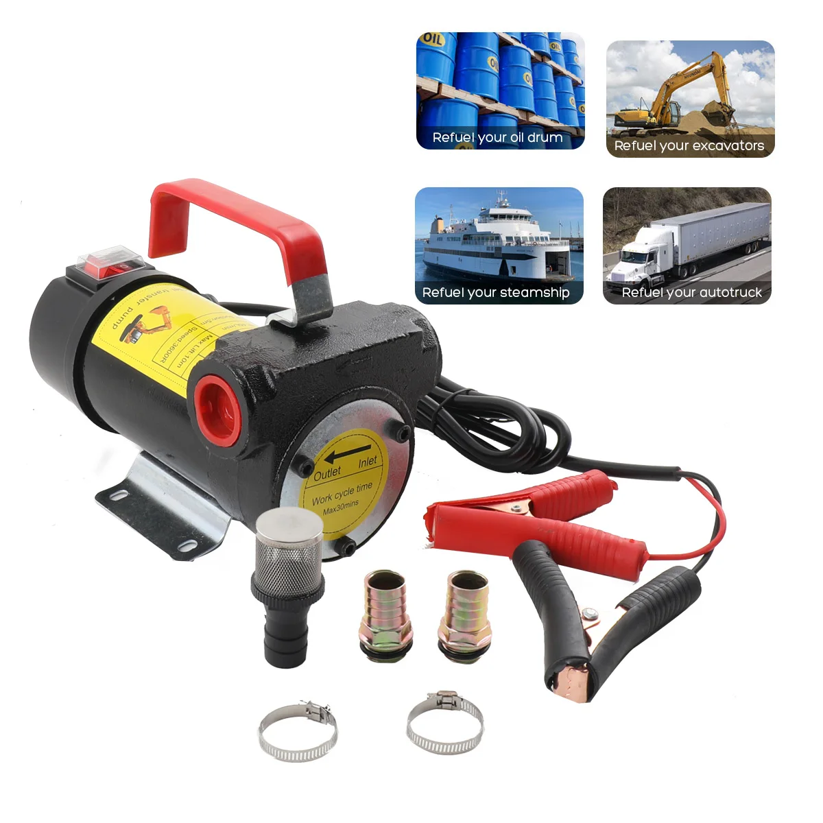 مضخة نقل الوقود الكهربائية المحمولة للسيارة ، 175 واط ، الديزل ، ضخ النفط ، الديزل ، الكيروسين ، الديزل الحيوي ، تيار مستمر 12 فولت