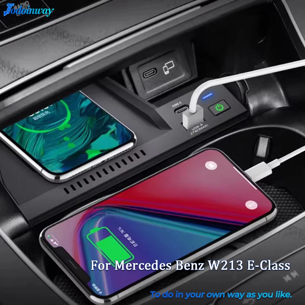15w Fast wireless Charging Phone Charger for Mercedes Benz W213 E-Class E200 E300 E260 2018 2021 Plug and play Accessories
