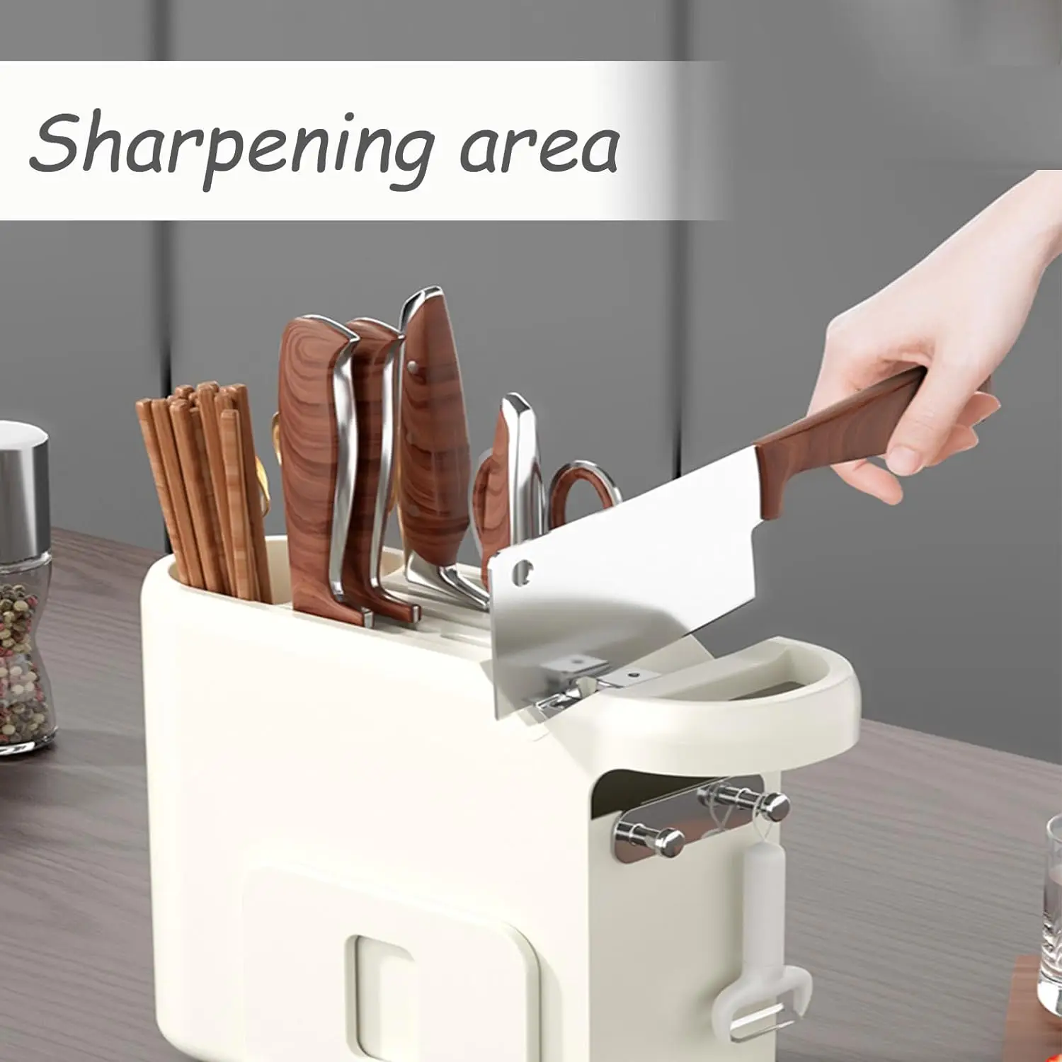 

Многофункциональная подставка для кухонных ножей на столешницу, универсальный органайзер для хранения ножей с дренажным поддоном, нескользящий, экономит место