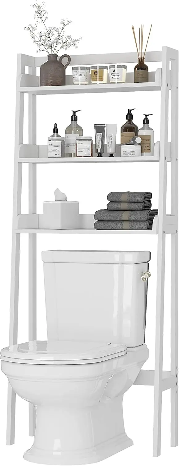 

3-Tier Over Toilet Bathroom Organizer, White Shelves Rack for Storage