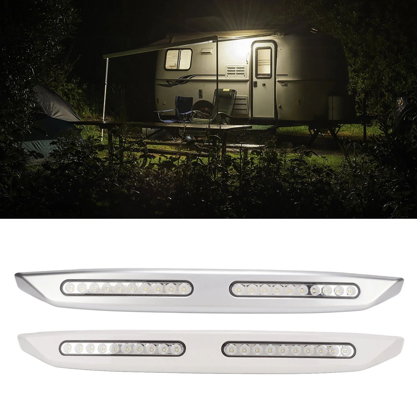 Barra de luz RV 20 LEDs Luzes de toldo de varanda 12V Luzes utilitárias externas à prova d'água para iates campistas