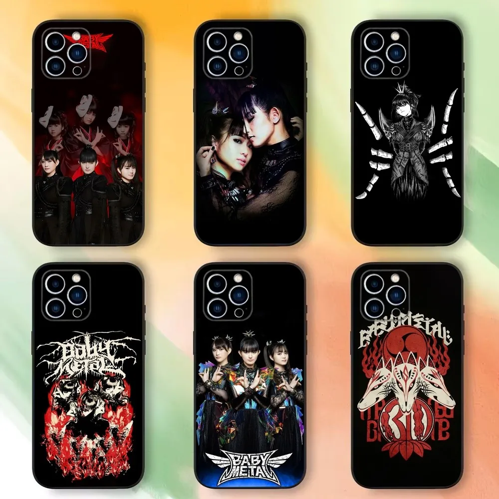 B- BABYMETAL Rock-s Band Phone Case For iPhone 16,15,14,13,12,11 Plus,Pro Max,XS,X,XR,SE,Mini,8,7，Soft Silicone Black Cover