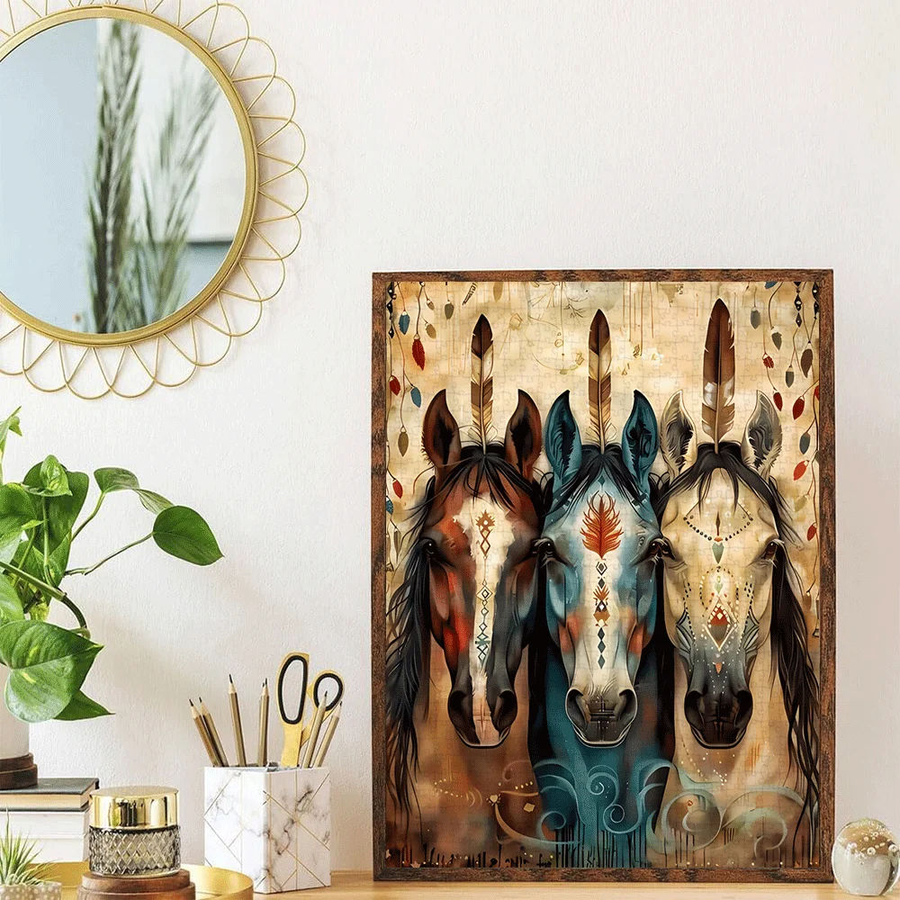 1000ピース 大人向けパズルゲーム - 壮大な羽根と花柄、鮮やかな色、高品質の紙、DIYホームデコレーション、家族向けアクティビティ