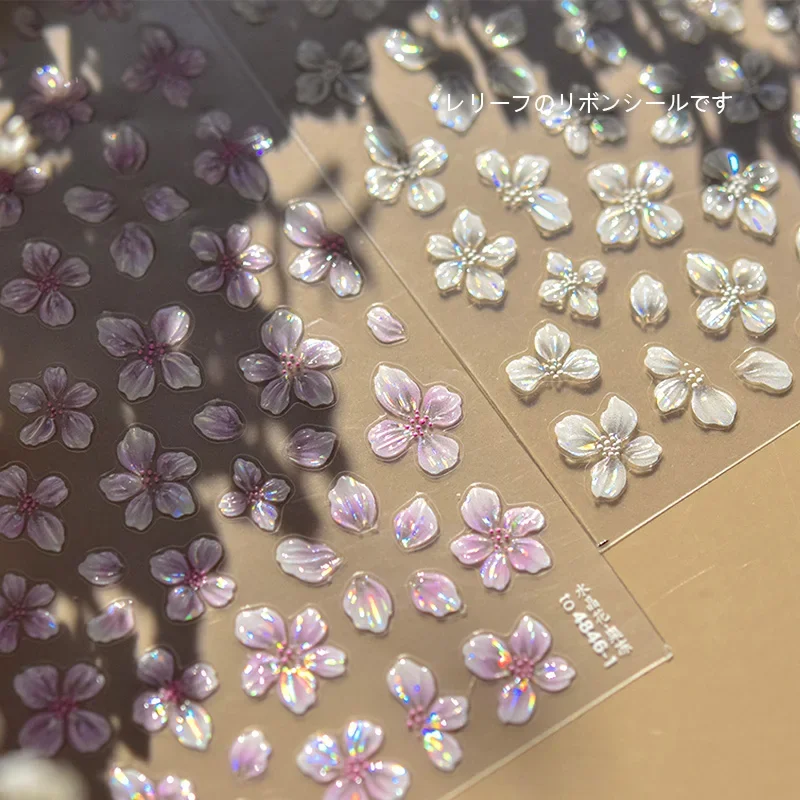 

TSZS 3D милые весенние цветы наклейки для дизайна ногтей розовый белый хрустальный цветок Kpop бант лента наклейки для ногтей