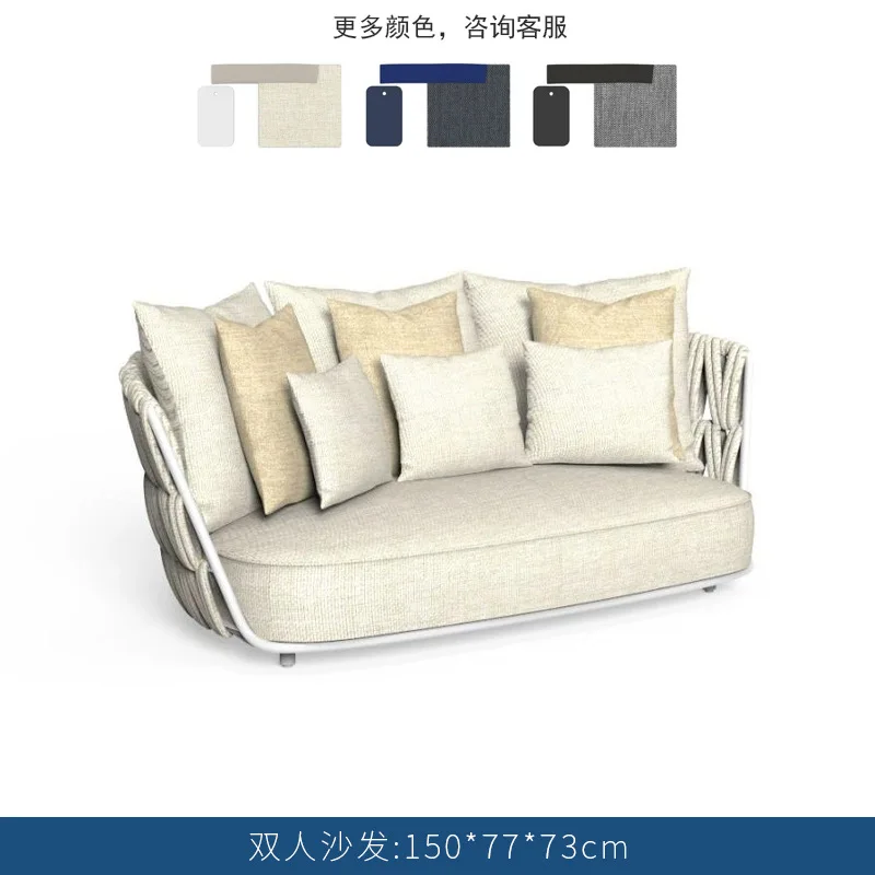 Outdoor Garten Innenhof Regen- und Sonnenschutz Sofa Villa Rattan Sofa Möbel Kombination Freizeit Hotel Rattan Sofa