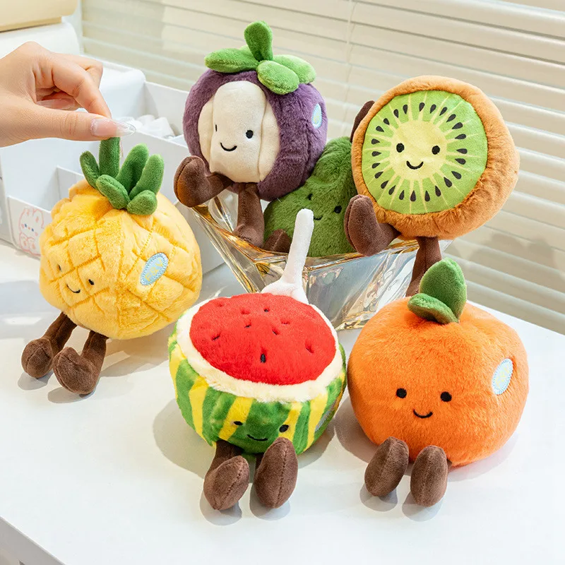 Simulación de fresa, manzana, fruta, juguete de peluche, lindo Pitaya, plátano, Kiwi, Durian, muñecas naranjas, mangostán, sandía, piña, Plushie
