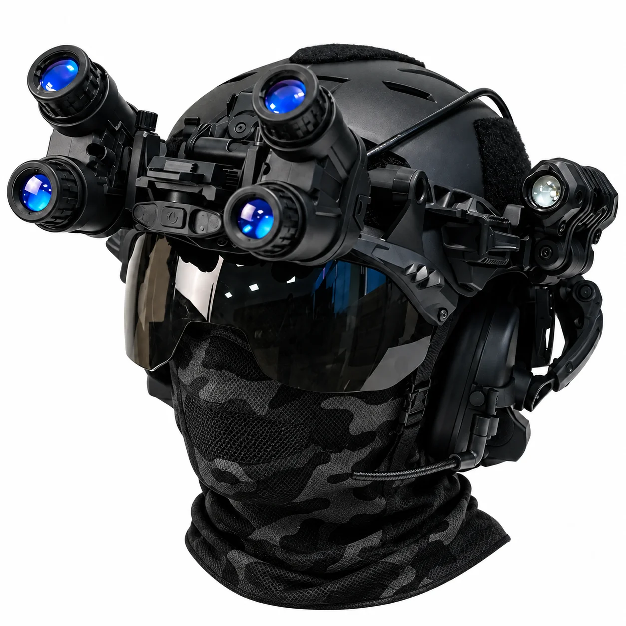 Tactical Helmet Set Headset GPNVG18 Model Flashlight Signal Light Flip Up Display Prop Marker Modes for Airsoft Training
