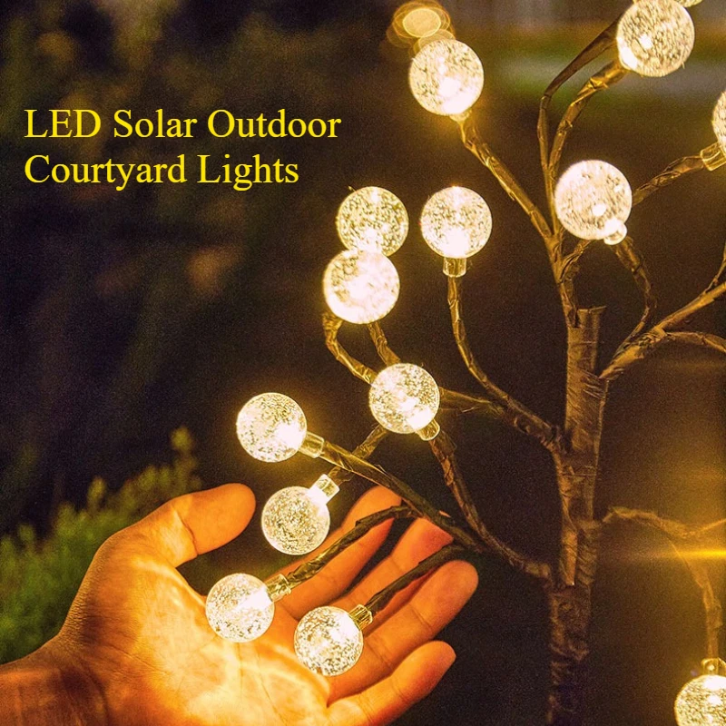 Solar Outdoor Simulation Crystal Ball Courtyard Lights Dual Mode LED Lights Waterproof Decor Yard  for Garden Ambiance
