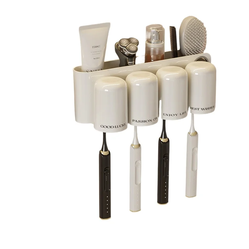 

Cream wind toothbrush shelf No punching mouthwash cup Toothset toothpaste storage rack Hair dryer holder