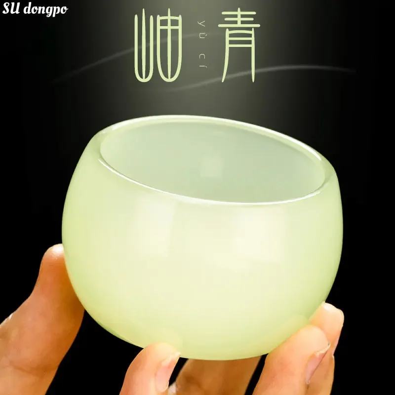 

Xiu Celadon Porcelain Master Cup Cyan Single Tea Cup Large Glass Glazed Chinese Cups for Tea Pu'er Tea Bowl Business Gifts