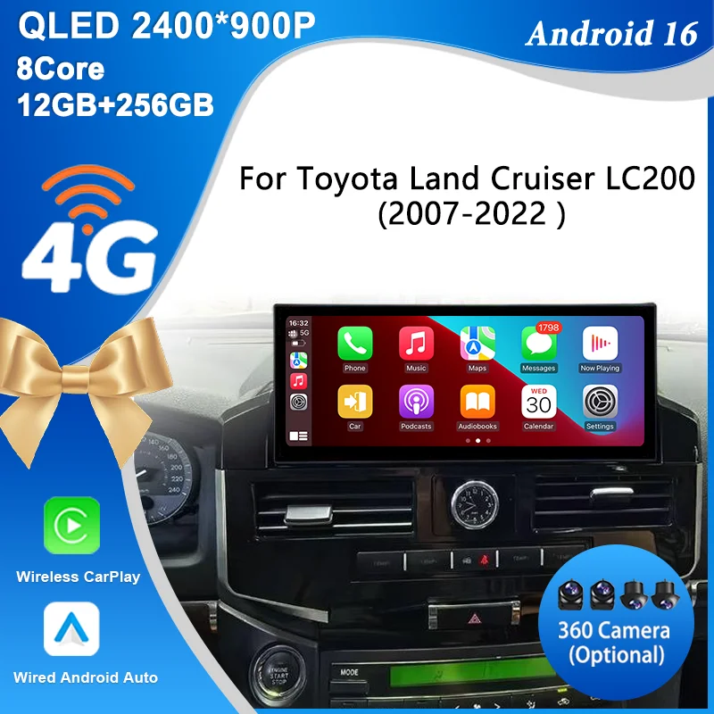 for Toyota Land Cruiser LC200 2007-2022 Car Radio 12.3