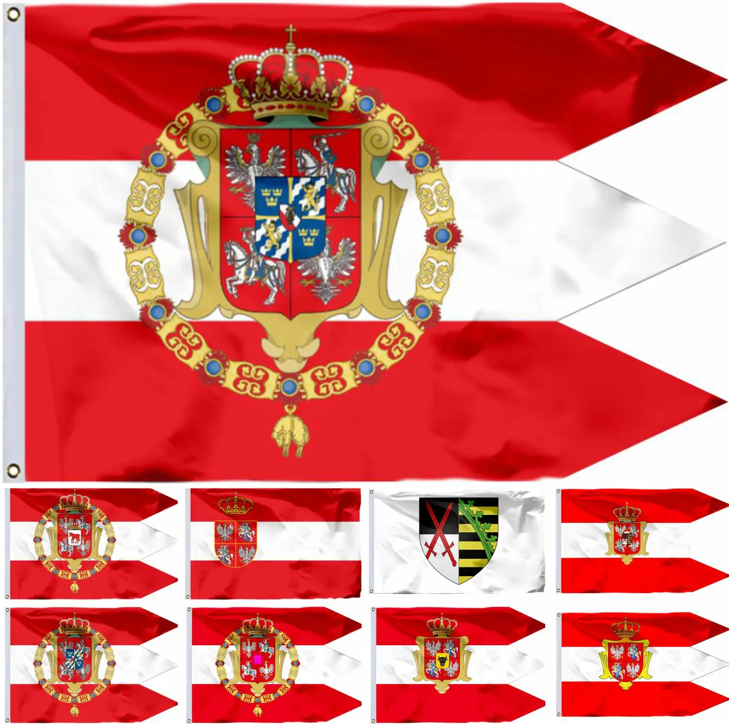 Poland Royal Sigismund III Vasa Flag 3X5FT Polish-Lithuanian Banner Jan III Sobieski 90X150CM Stanisław II and Empire Total War