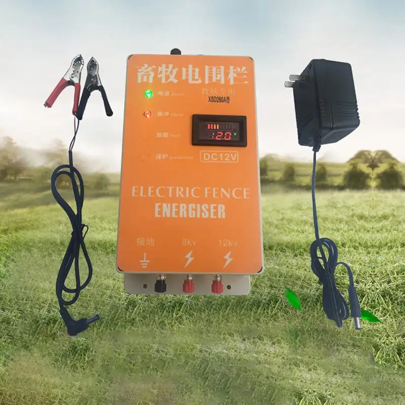 

5KM Electric Fence Solar Energizer Charger Controller Animal Horse Cattle Poultry Farm Shepherd Livestock Garden Tools