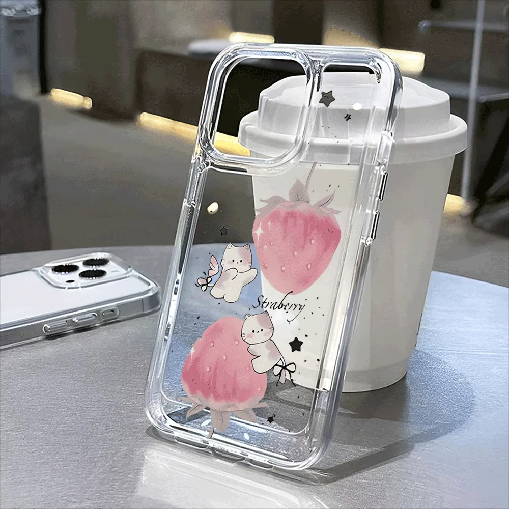 

Cute Animals and Strawberry Clear Cases for iPhone 17, 17 Pro, 17Pro Max,16,16 Pro 17Air Plus to iPhone 11,12,13,14, 15 series.