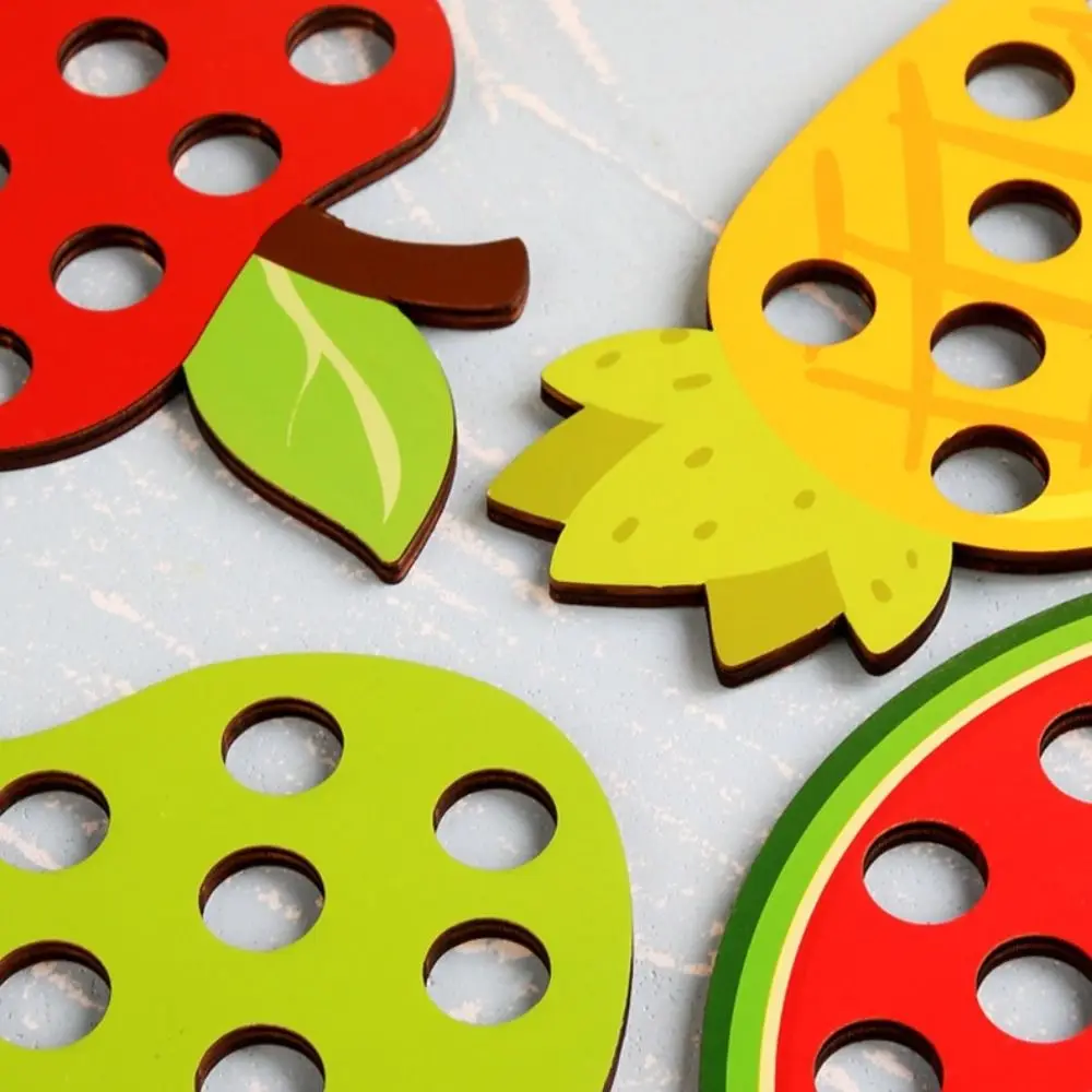 Jouets de filetage de fruits dos, coordination œil-main, motricité fine, laçage en bois, ULà usure neutre