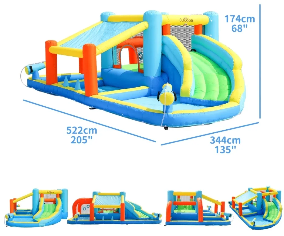 Large Inflatable Slide Outdoor Children's Bouncy Castle Home Oxford Cloth Inflatable Trampoline Birthday Gifts 522x344x174CM