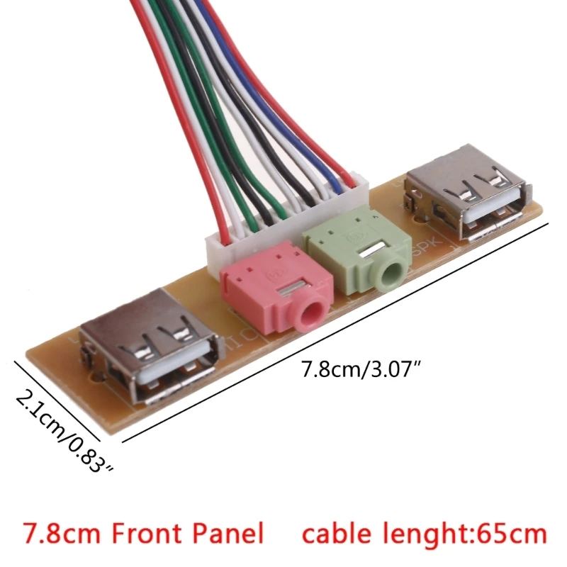 CS1W PC for Case front Panel 2-Port USB 2.0 + Microphones 3.5mm Port Cable 7.8c