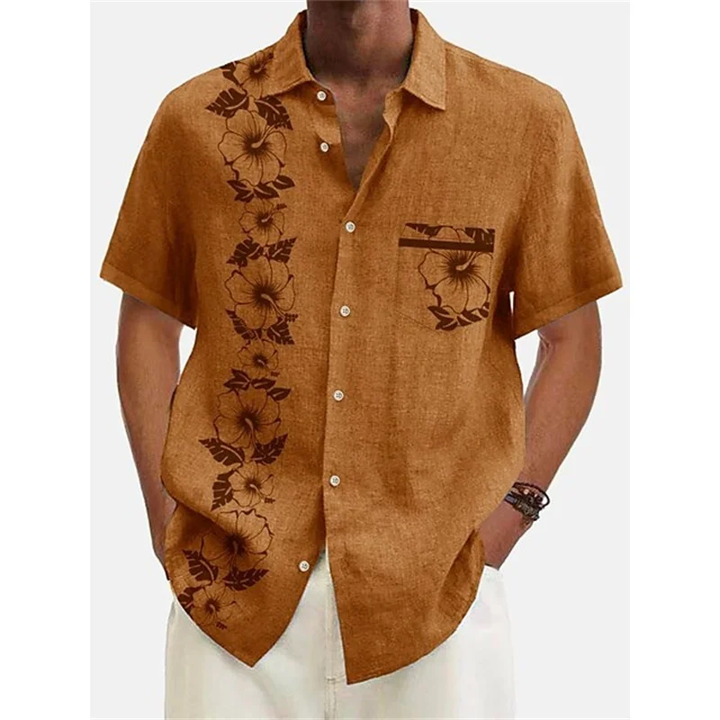 Camisa hawaiana de manga corta para hombre, camisa informal con solapa impresa de árbol de coco, estilo Harajuku, para vacaciones, talla grande,