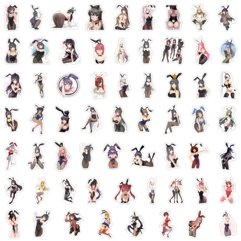 10/25/50pcs Bunny Girl Anime Stickers Cartoon DIY Creative Beauty Stickers Waterproof Graffiti Stickers