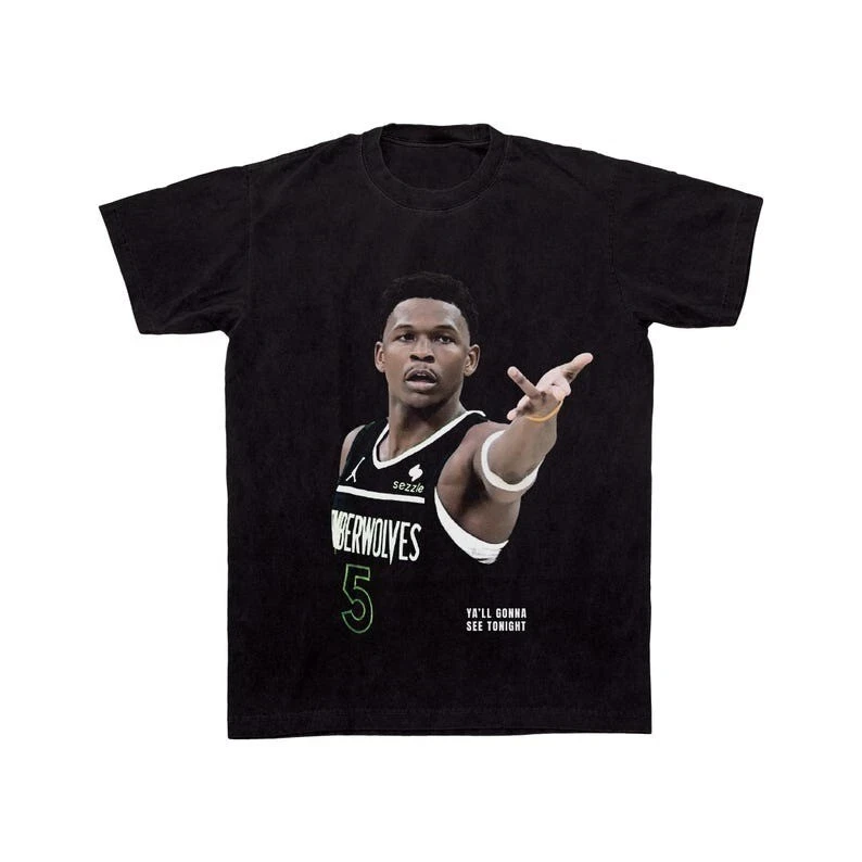 Camiseta Vintage americana Anthony Edwards 2025 Playoff, camiseta para hombre, novedad de verano, ropa de calle para hombres y mujeres