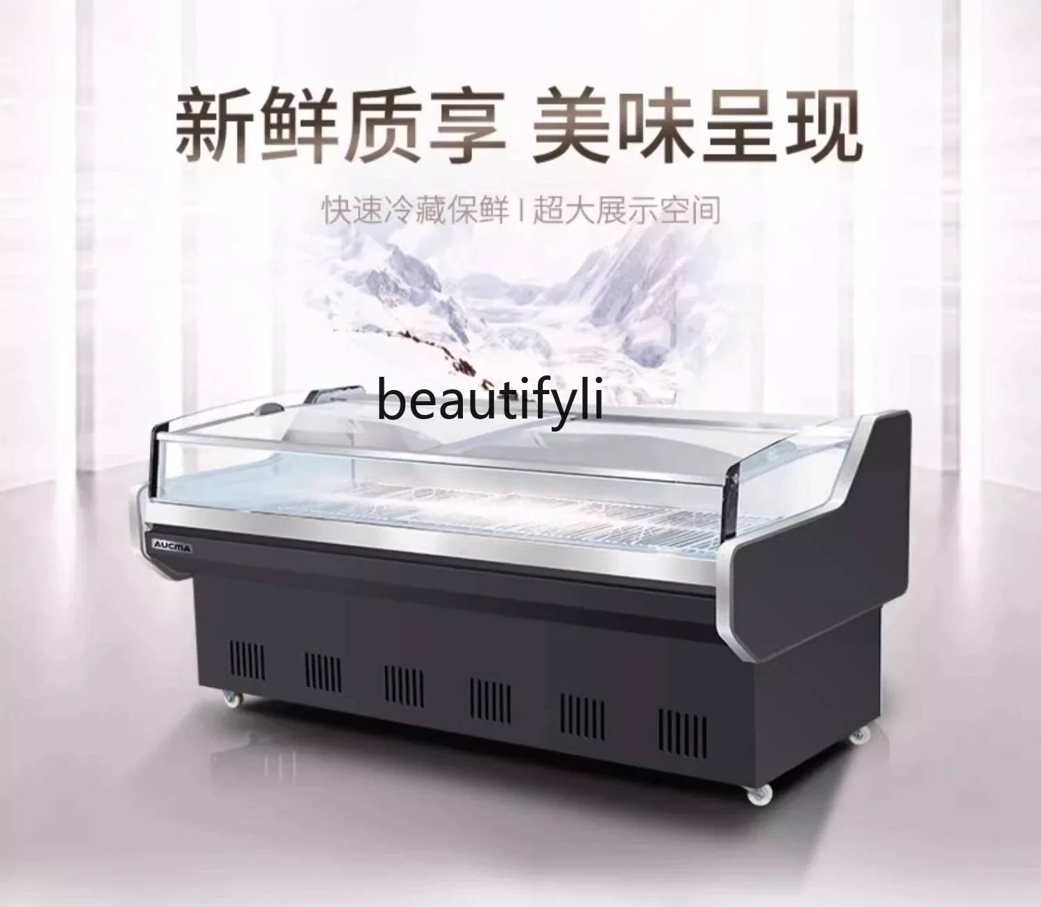 

A61 Commercial fresh meat cabinet, freezer, horizontal cooked food, refrigerated display cabinet, cold dishes, supermarket a