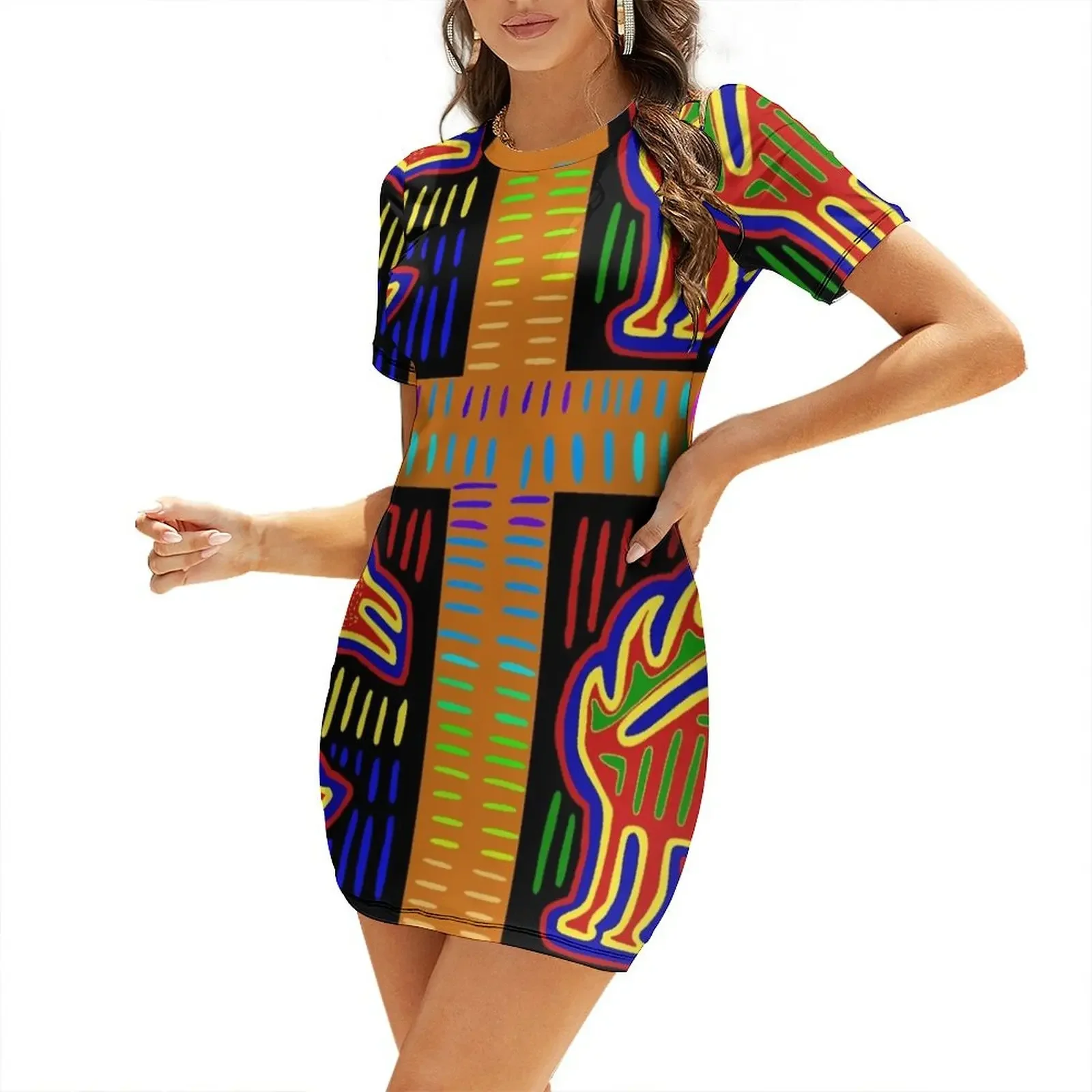 Kuna Indian Caballo Short-Sleeved Dress Dress vintage Woman dresses women's summer dress 2026 clothing women summer 2026