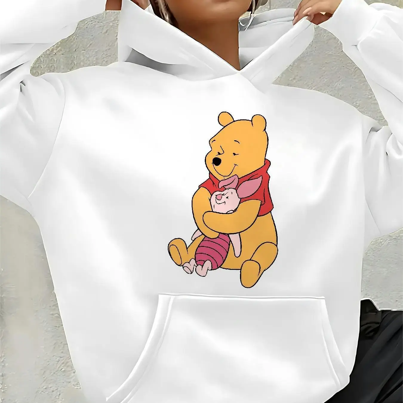 

Толстовки с капюшоном Disney Winnie The Pooh, модные толстовки унисекс большого размера, осенне-зимние флисовые повседневные универсальные уличные кофты