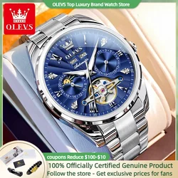 OLEVS Mechanics Watch for Men Roman Scale Classic Multifunctional Watch Men Top Brand Male Hand Clock Original Man Watch Trend