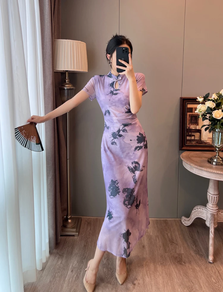 Vestidos de manga curta femininos nos anos 50 outono veludo bezerro-comprimento lapela bordas em camadas ajuste regular rural all-match macio picante