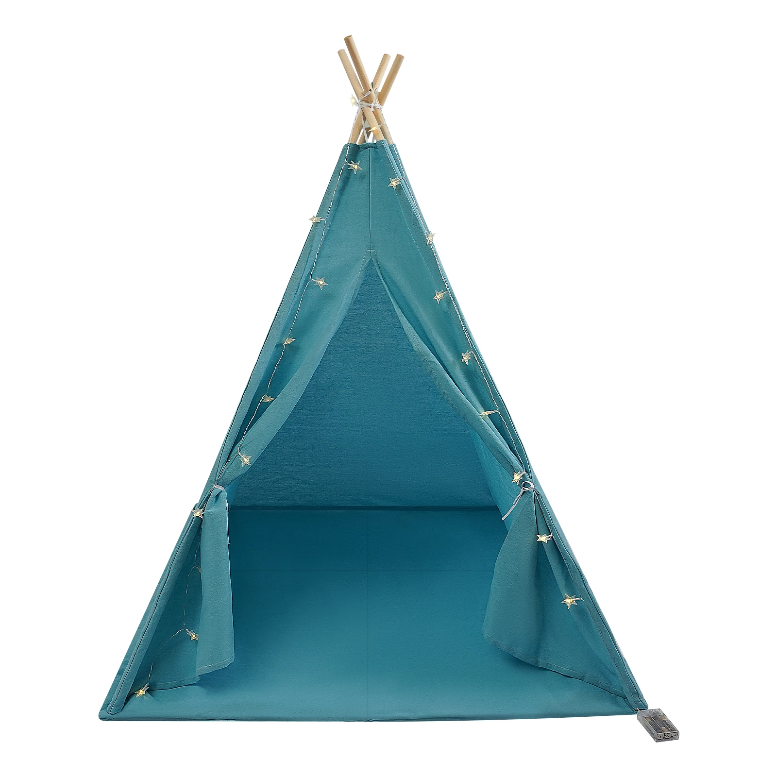 Tipi-Zelt für Kinder – Spielzelt aus 100 % Baumwolle und Leinen mit gepolsterter Matte und Sternlichtern, faltbares Indoor-Spielzelt für Mädchen und Jungen – Detail 25