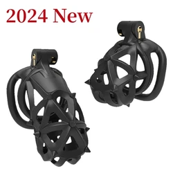 2024 Hot Sale Male Chastity Restraint with Double Headed Soft Spikes Breathable CB Lock Lightweight Cock Cage BDSM Adult Play 18