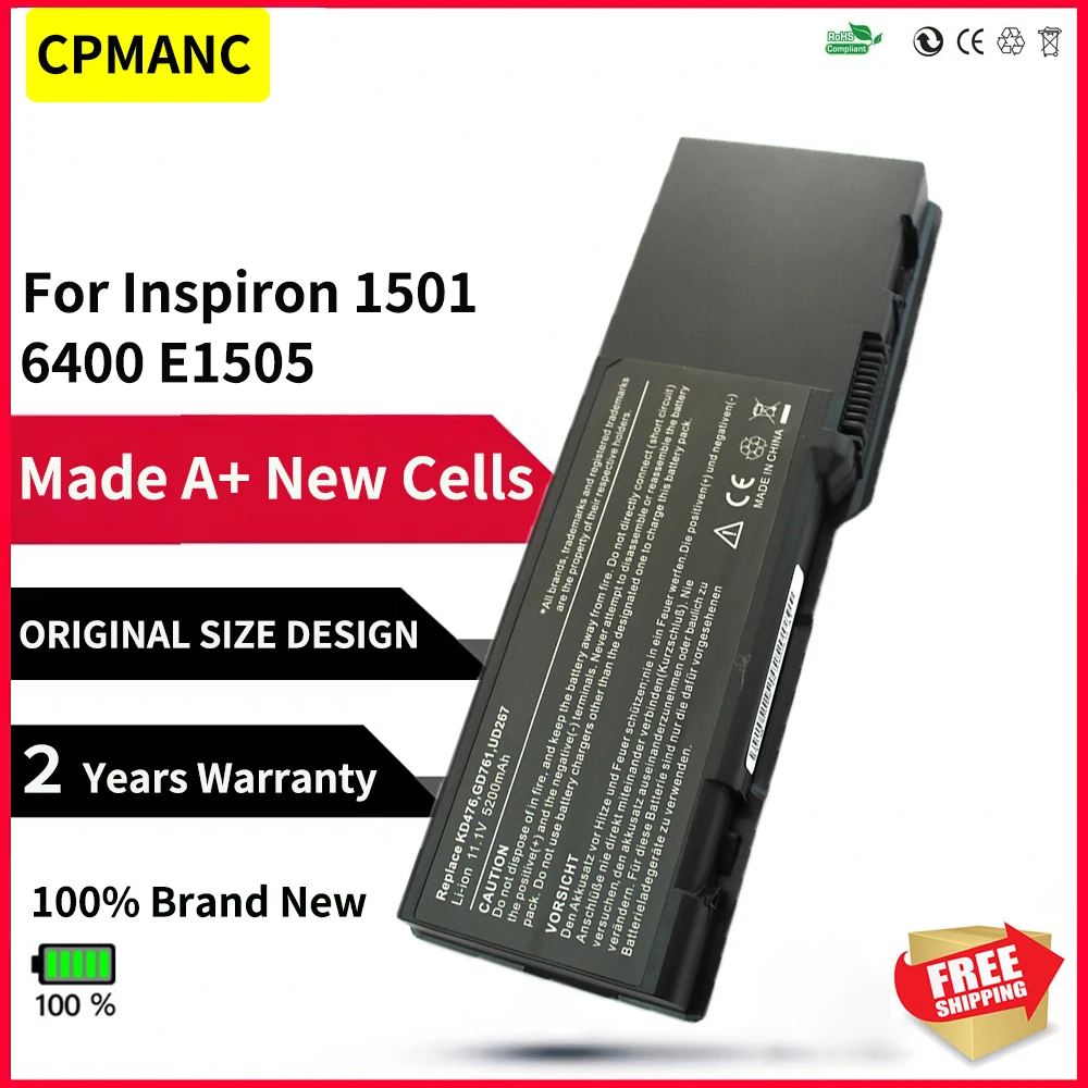 

CPMANC 6-элементный аккумулятор для ноутбука DELL Inspiron 1501 6400 E1505 Latitude 131L Vostro 1000 KD476 PD942 PD945 PD946 PR002 RD850