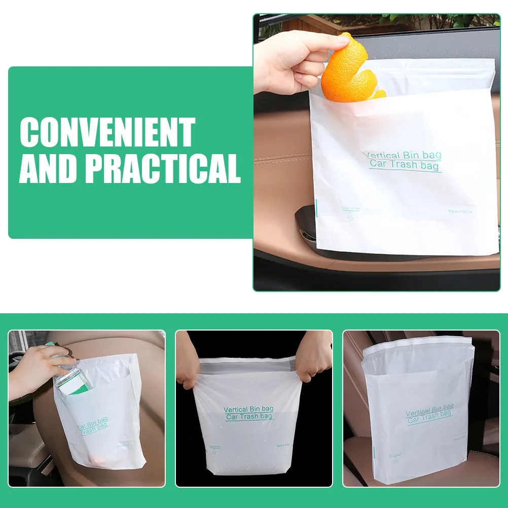 40pcs Car Trash Bags Disposable Stick On Garbage Bags For Car Waste Leakproof Adhesive Trash Holders For Vehicles 1L Capacity