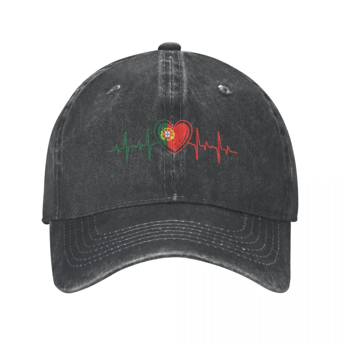 Proud Portuguese Heartbeat Portugal Flag Baseball Cap for Men Women Distressed Cotton Sun Cap Outdoor Running Golf Hats Cap