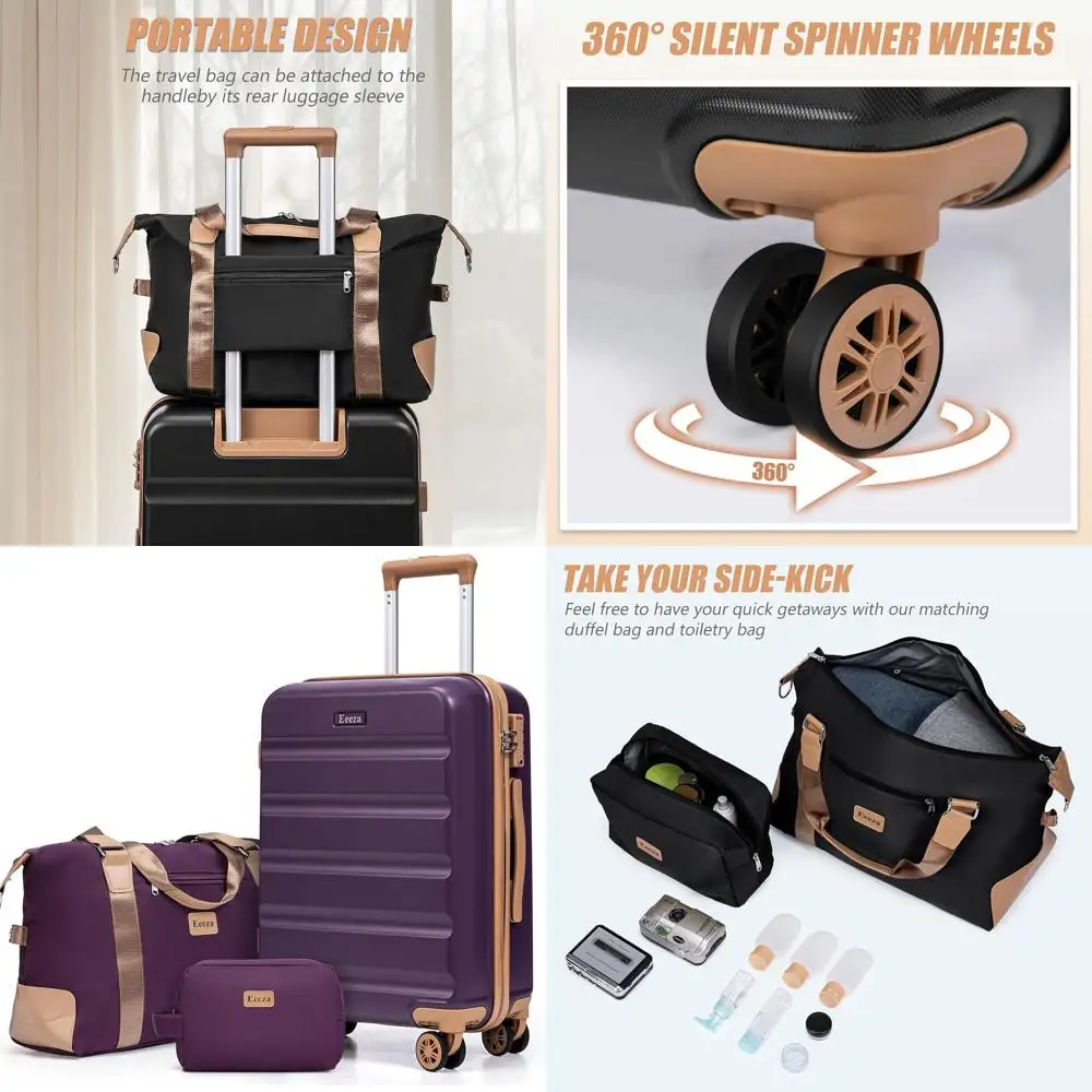 

Набор из 3-х фиолетовых чемоданов на колесах, включая ручную кладь, с жестким корпусом из ABS и замком TSA