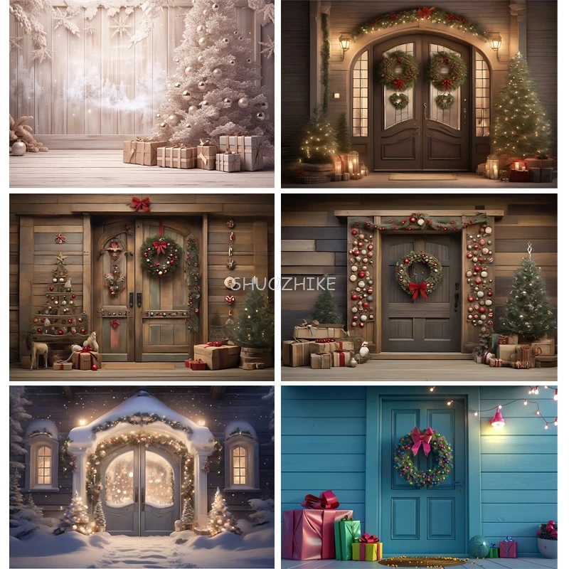 

Christmas Day New Year Decoration Photography Backdrops Pinecones Snow Fireplace Xmas Tree Winter Holiday Party Background DT-03