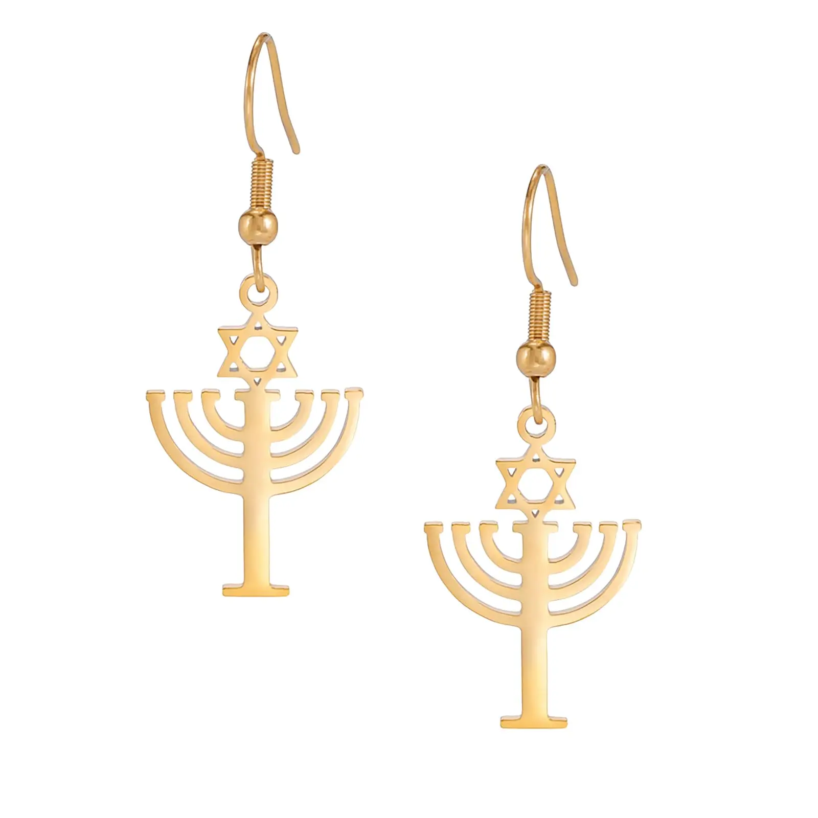 VASSAGO Hanukkah Earrings for Women Jewish Menorah Dangle Earrings Star of David with Candle Drop Earrings Chanukah Jewelry Gift