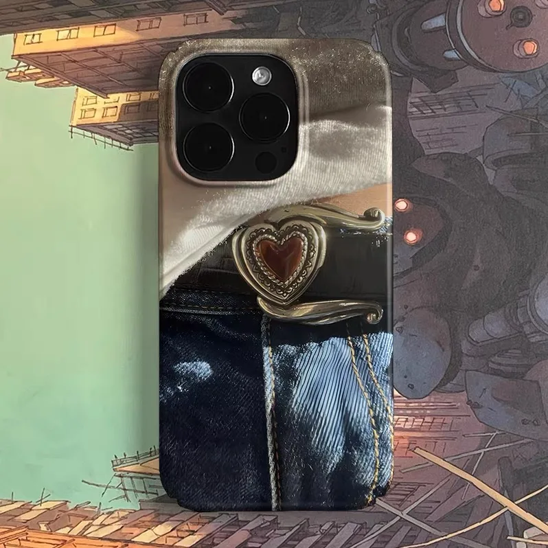 

Retro Jeans Love Art Phone Case for IPHONE 17 Air 16E 15 PROMAX 14 Plus 13 12 MINI 11 PRO 16Plus XR XS MAX Acrylic Phone Cover
