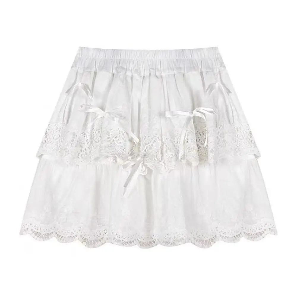 Modieuze Strik Gelaagde Rok Met Balletstijl Mesh Kanten Rok Met Hoge Taille Tutu Mini-Jurk