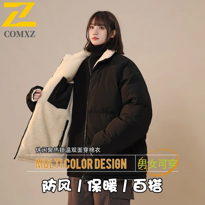 COMXZ 2025 Stand Collar Puffer Jacket Winter Unisex American Style Waterproof Windproof Warm Outdoor Sports Casual Fashion Coat