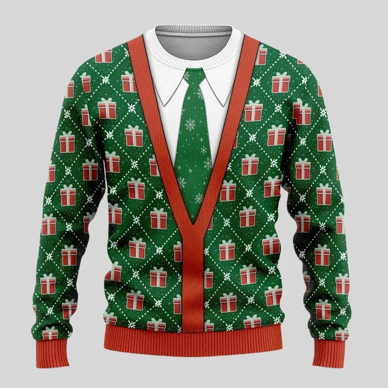 بلوفرات عيد الميلاد للخريف والشتاء سترات قبيحة للرجال والنساء ثلاثية الأبعاد برقبة دائرية ملابس عيد الميلاد غير رسمية وعصرية #6