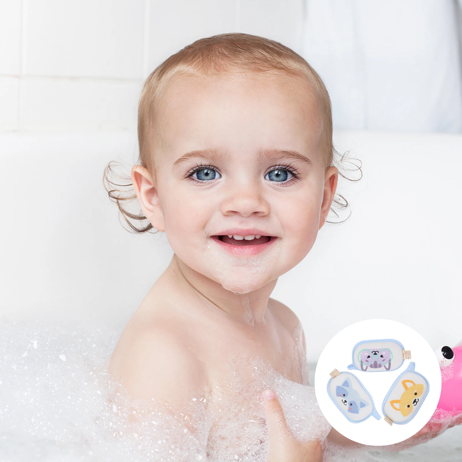 

3pcs Baby Bath Sponge Infant Kids Toddler Bathing Cotton Wash Cartoon Easy Clean Shower Foam Body Scrubber Bath Ball