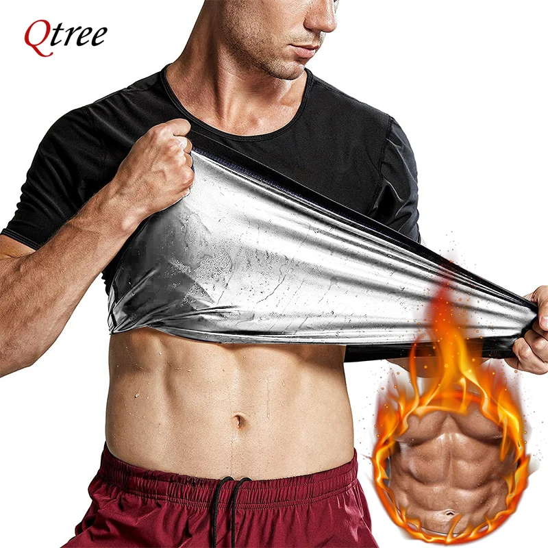 

Qtree Mens Compression Sauna Sweat Trimmer Shirts Slimming Body Shaper Vest Waist Trainer Workout Shapewear Hot Thermo Corset