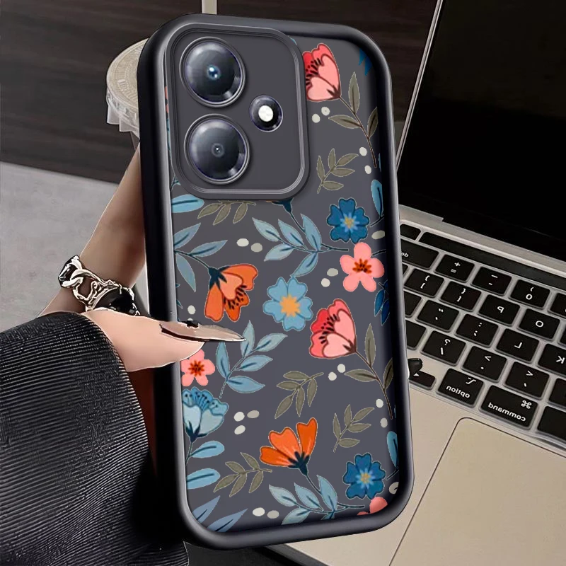 Girl Funda Phone Cases For Infinix Hot 30 Play Case Fashion Floral Women Full Coverage Protection Shockproof Cellphone Cover