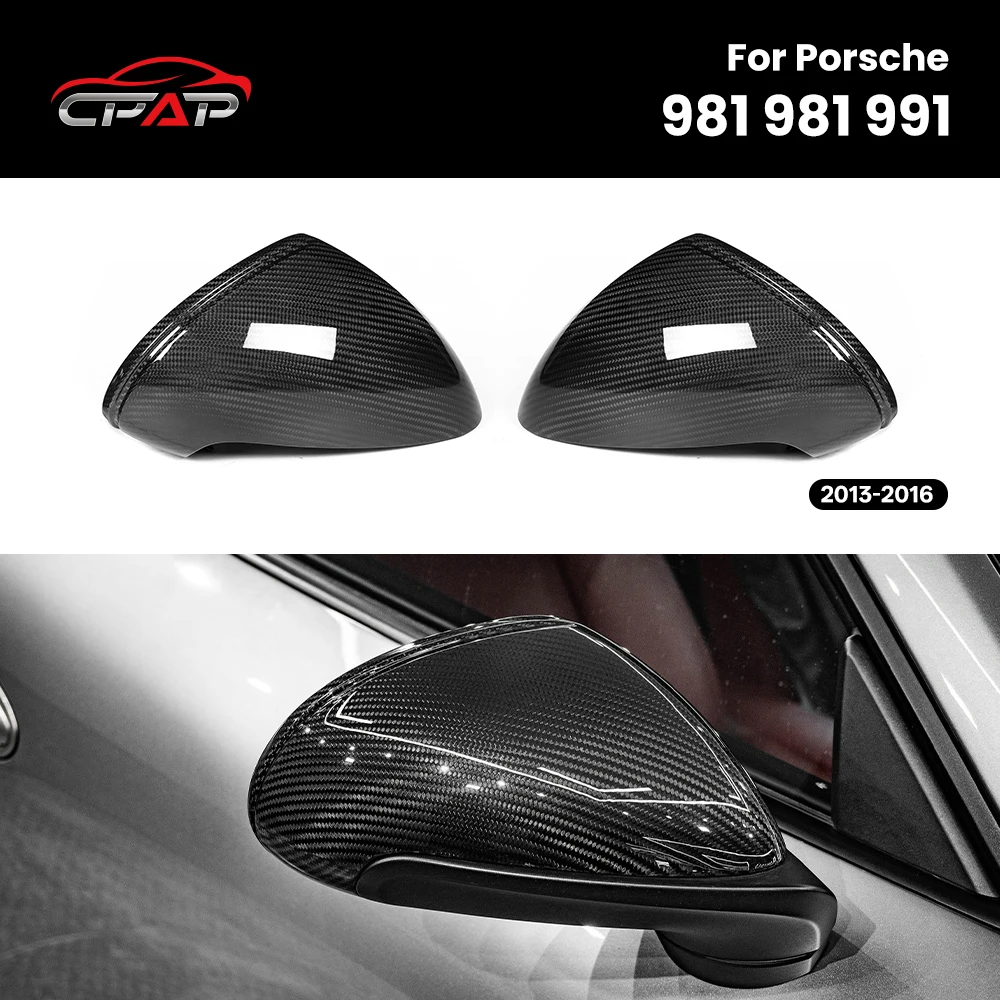 

Real Dry Carbon Fiber Rearview Exterior Car Door Side Mirror Cover Caps For Porsche 981 981 991 2013-2016 OEM Style LHD
