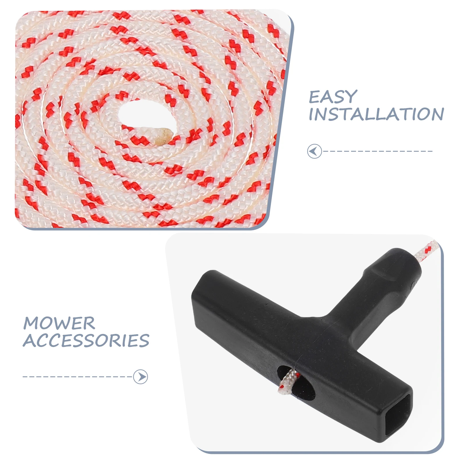 3 set 3 Sets 4MMx2MM Starter Lawn Mower Pull Cord Handle Kit Universal Chainsaw Generator Thin Rope Laces Hand Rope Garden Tools