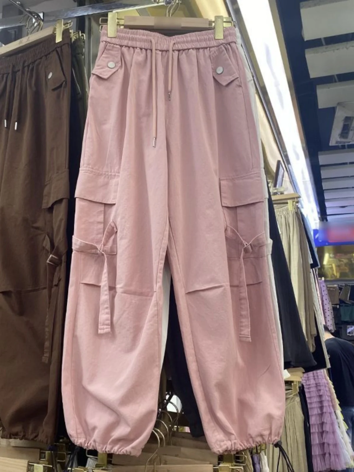 

Прямые рабочие брюки больших размеров с высокой талией, длинные брюки со шнурком для мужчин и женщин, весенне-осенние утягивающие брюки, повседневные брюки