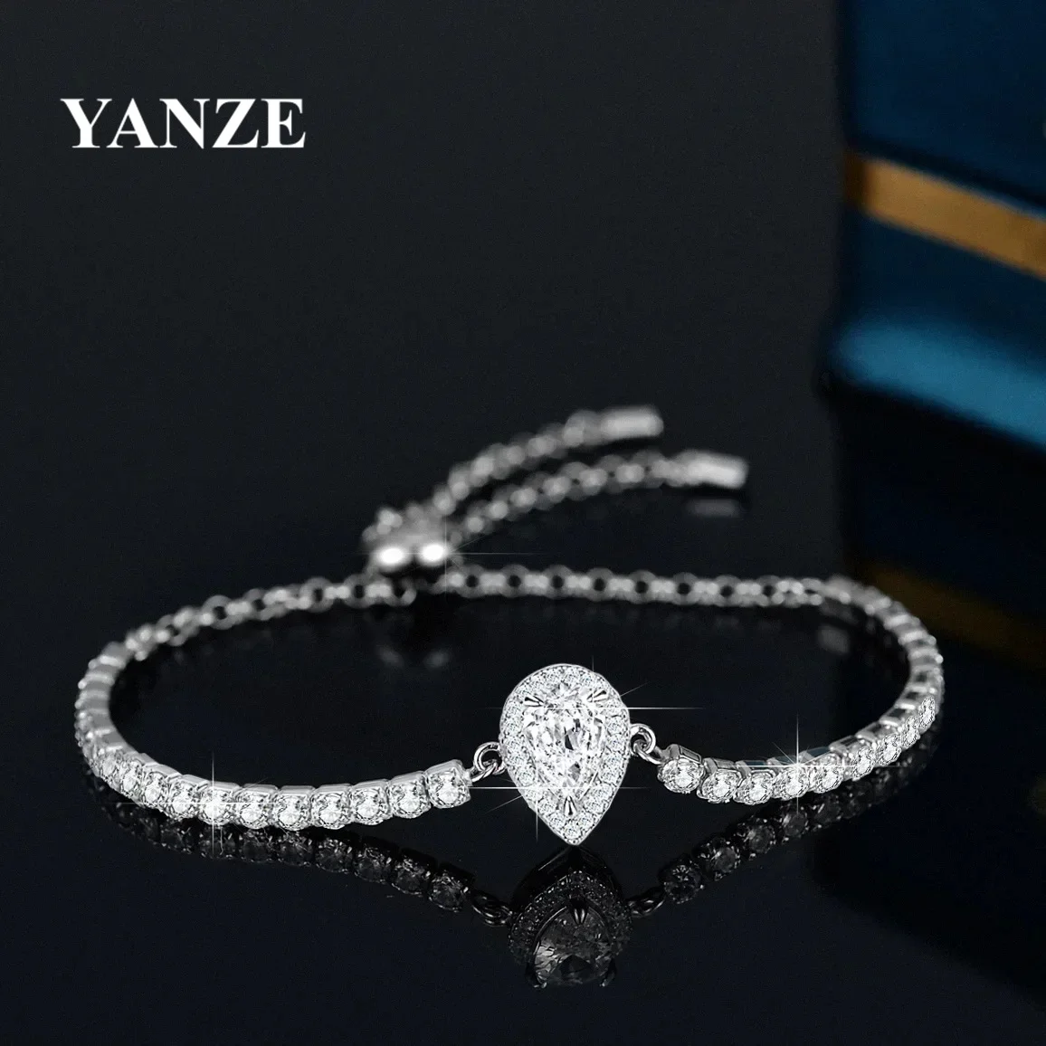 2ct Pear Cut Moissanite Bracelet for Women 100% S925 Silver 18k Gold Plated Luxury Jewelry